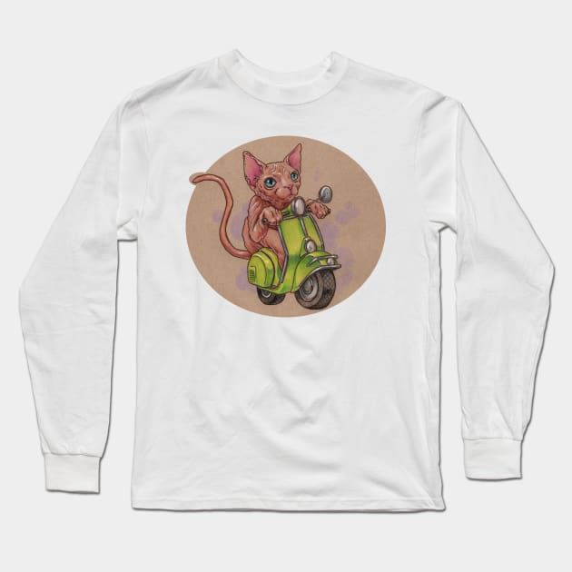 Scooter Kitty Long Sleeve T-Shirt by justteejay